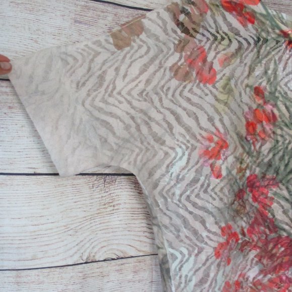 Chico's Semi Sheer Floral Print Lace Blouse Top - Picture 5 of 10